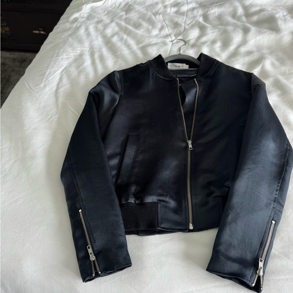 A.L.C. navy Bomber Jacket with Zipper Details